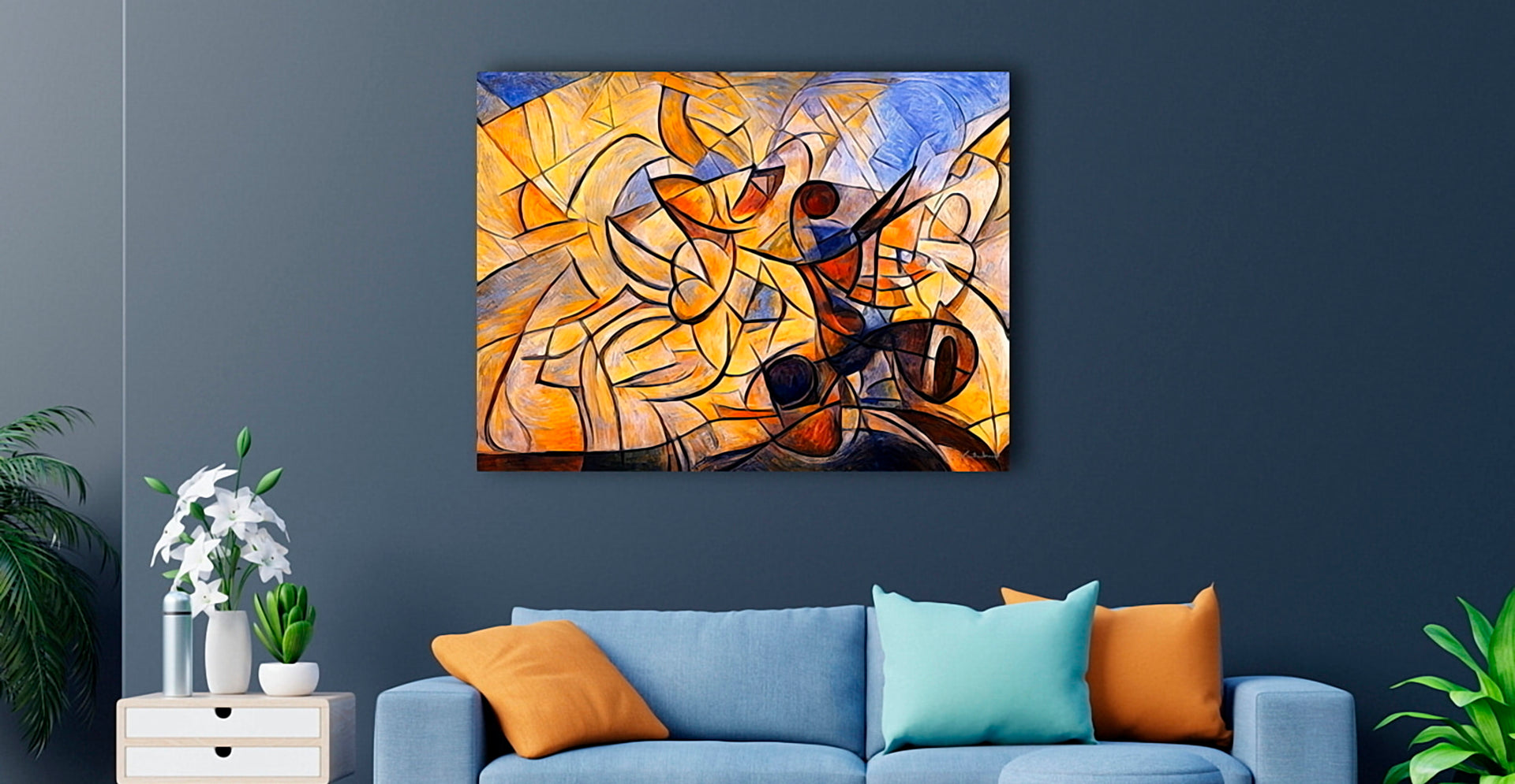 Running through autumn leaves - Large giclee canvas art print